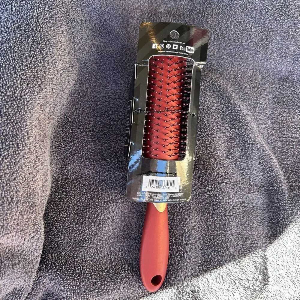 Conair Velvet Touch Hair Brush Style Volumize Vented Red Gold Soft Grip Handle